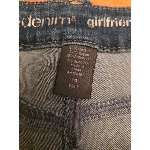 Denizen by Levi’s Girlfriend Jeans Size 14 Tall Blue Denim Patch Removed - Picture 6 of 7